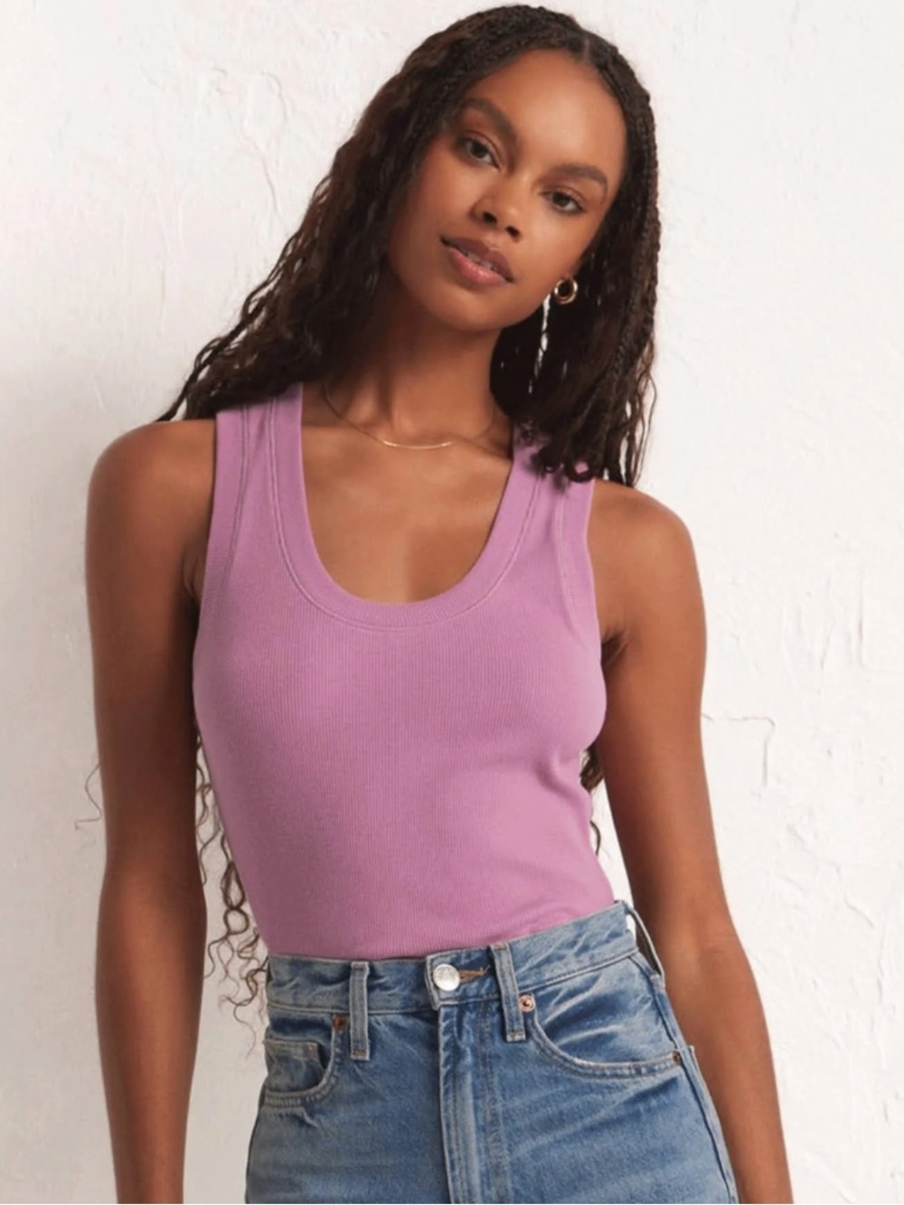 Z Supply Mauve Ribbed Scoop Tank